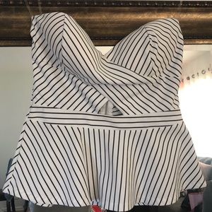 Black & white peplum top (Brand New)